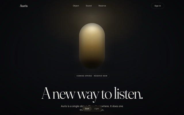 auris landing page preview