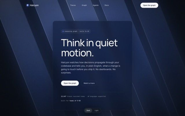 halcyon landing page preview