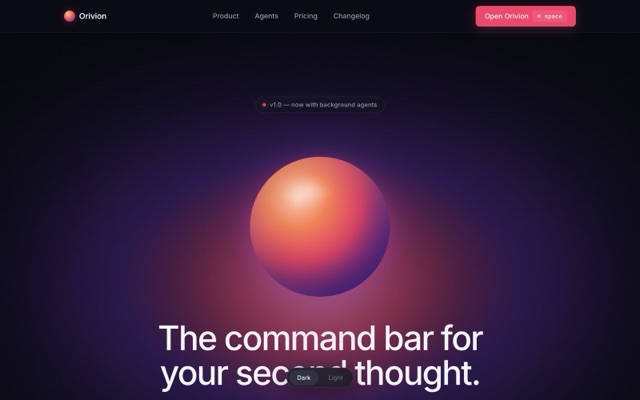 orivion landing page preview