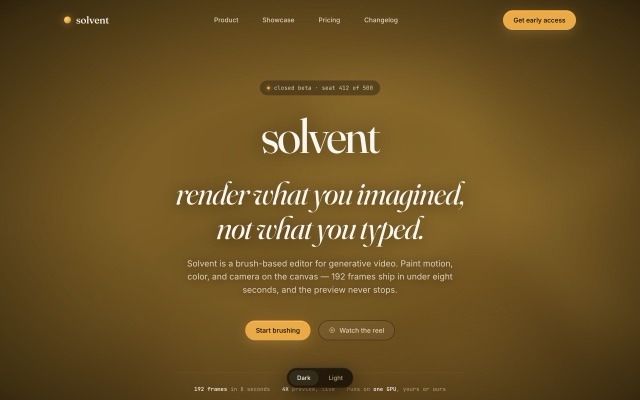 solvent landing page preview